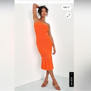 Lulu's One Shoulder Orange Knit Dress